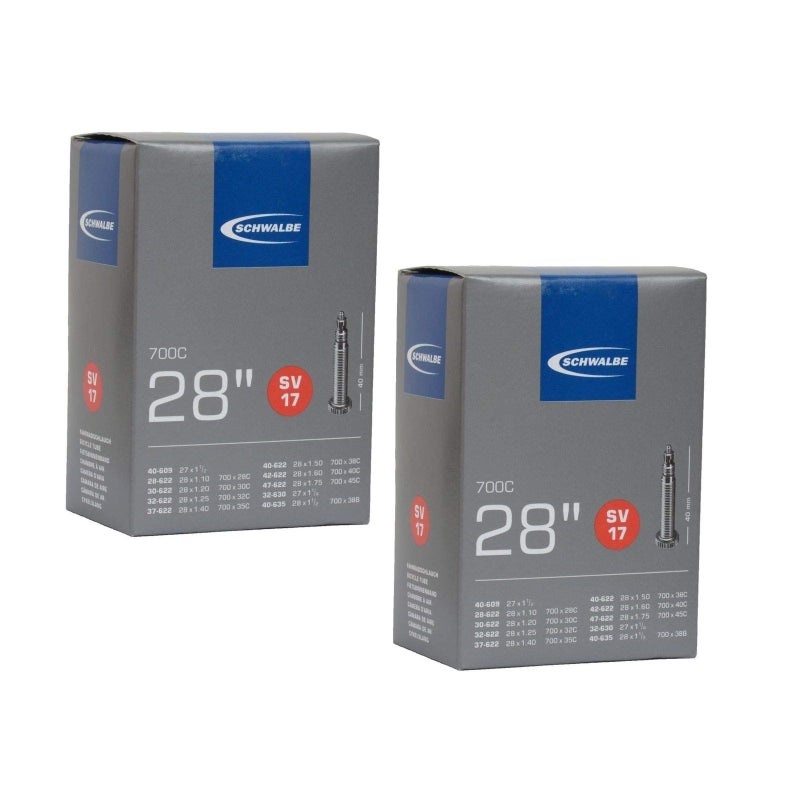 أنابيب Schwalbe SV17 الداخلية 700 × 28-45c / 28 بوصة 27 بوصة، صمام بريستا 40 مم (عبوتان)